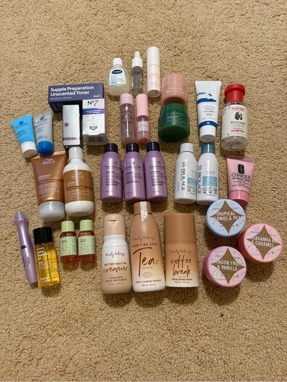 Bundle of travel size hair/skin products